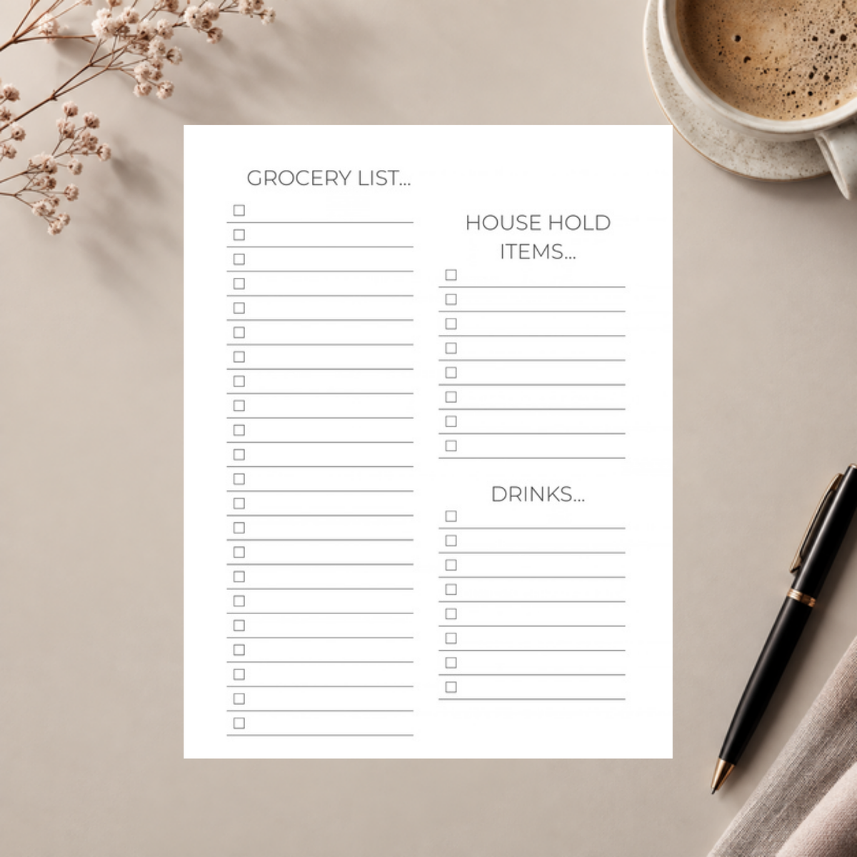 The Core Collection | Grocery List Planner Template